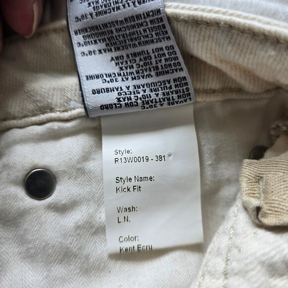 R13 Women's Kick Fit Flare Ankle Jeans Mid Rise Size 28 Kent Ecru Ivory - Picture 10 of 13